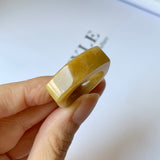 20.2mm A-Grade Natural Yellow Jadeite Saddle Loaf Ring Band No.162264