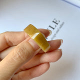 20.2mm A-Grade Natural Yellow Jadeite Saddle Loaf Ring Band No.162264