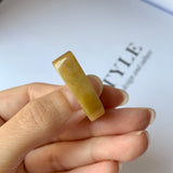 20.2mm A-Grade Natural Yellow Jadeite Saddle Loaf Ring Band No.162264