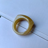 20.2mm A-Grade Natural Yellow Jadeite Saddle Loaf Ring Band No.162264