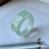 20.2mm A-Grade Natural Light Green Jadeite Saddle Loaf Ring Band No.162080