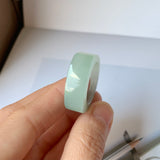 20.2mm A-Grade Natural Light Green Jadeite Saddle Loaf Ring Band No.162080