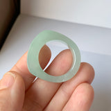 20.2mm A-Grade Natural Light Green Jadeite Saddle Loaf Ring Band No.162080