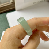 20.2mm A-Grade Natural Light Green Jadeite Saddle Loaf Ring Band No.162080