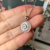 SOLD OUT - Icy A-Grade Jadeite Bespoke Donut Pendant (Hydrangea Flower) No.171905