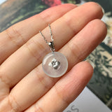 SOLD OUT - Icy A-Grade Jadeite Bespoke Donut Pendant (Hydrangea Flower) No.171905