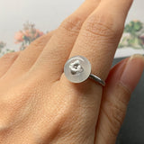 16.1mm Icy A-Grade Natural Jadeite Donut Bespoke Ring (Hydrangea Flower) No.162266