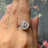 16.1mm Icy A-Grade Natural Jadeite Donut Bespoke Ring (Hydrangea Flower) No.162266