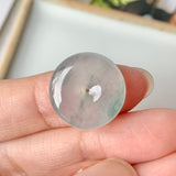 SOLD OUT: Icy A-Grade Natural Floral Blue Jadeite Donut Pendant No.171751