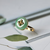 15.8mm A-Grade Natural Green Jadeite Donut Ring (Lilac Flower) No.162282