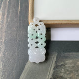 A-Grade Natural Moss On Snow Jadeite Dragon Ruyi Pendant No.170971