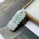 A-Grade Natural Moss On Snow Jadeite Dragon Ruyi Pendant No.170971