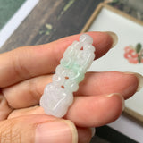 A-Grade Natural Moss On Snow Jadeite Dragon Ruyi Pendant No.170971