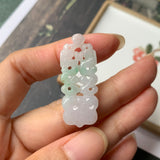 A-Grade Natural Moss On Snow Jadeite Dragon Ruyi Pendant No.170971