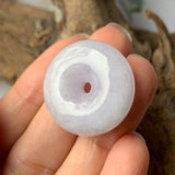 A-Grade Natural Light Lavender Jadeite Donut Pendant No.171747