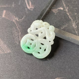 A-Grade Natural Moss On Snow Jadeite Dragon Coin Pendant No.170845