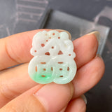 A-Grade Natural Moss On Snow Jadeite Dragon Coin Pendant No.170845