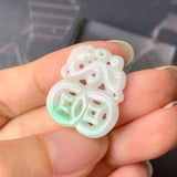 A-Grade Natural Moss On Snow Jadeite Dragon Coin Pendant No.170845