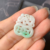 A-Grade Natural Moss On Snow Jadeite Dragon Coin Pendant No.170845