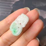 A-Grade Natural Moss On Snow Jadeite Dragon Coin Pendant No.170845