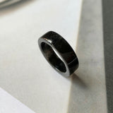 SOLD OUT: 17.1mm A-Grade Natural Black Jadeite Bespoke Ring Band No.162024