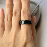 SOLD OUT: 17.1mm A-Grade Natural Black Jadeite Bespoke Ring Band No.162024