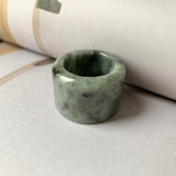 21.2mm A-Grade Natural Greyish Green Jadeite Archer Ring Band No.161397