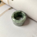 21.2mm A-Grade Natural Greyish Green Jadeite Archer Ring Band No.161397