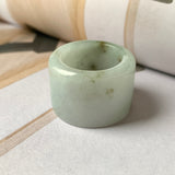 20.5mm A-Grade Natural Light Greyish Green Jadeite Archer Ring Band No.162081