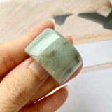 20.5mm A-Grade Natural Light Greyish Green Jadeite Archer Ring Band No.162081