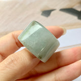 20.5mm A-Grade Natural Light Greyish Green Jadeite Archer Ring Band No.162081