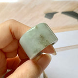 20.5mm A-Grade Natural Light Greyish Green Jadeite Archer Ring Band No.162081