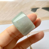 20.5mm A-Grade Natural Light Greyish Green Jadeite Archer Ring Band No.162081