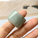 20.5mm A-Grade Natural Light Greyish Green Jadeite Archer Ring Band No.162081