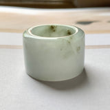 20.5mm A-Grade Natural Light Greyish Green Jadeite Archer Ring Band No.162081