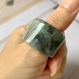 21mm A-Grade Natural Greyish Green Jadeite Archer Ring Band No.161396