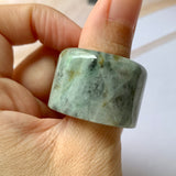 21mm A-Grade Natural Greyish Green Jadeite Archer Ring Band No.161396