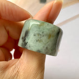 21mm A-Grade Natural Greyish Green Jadeite Archer Ring Band No.161396