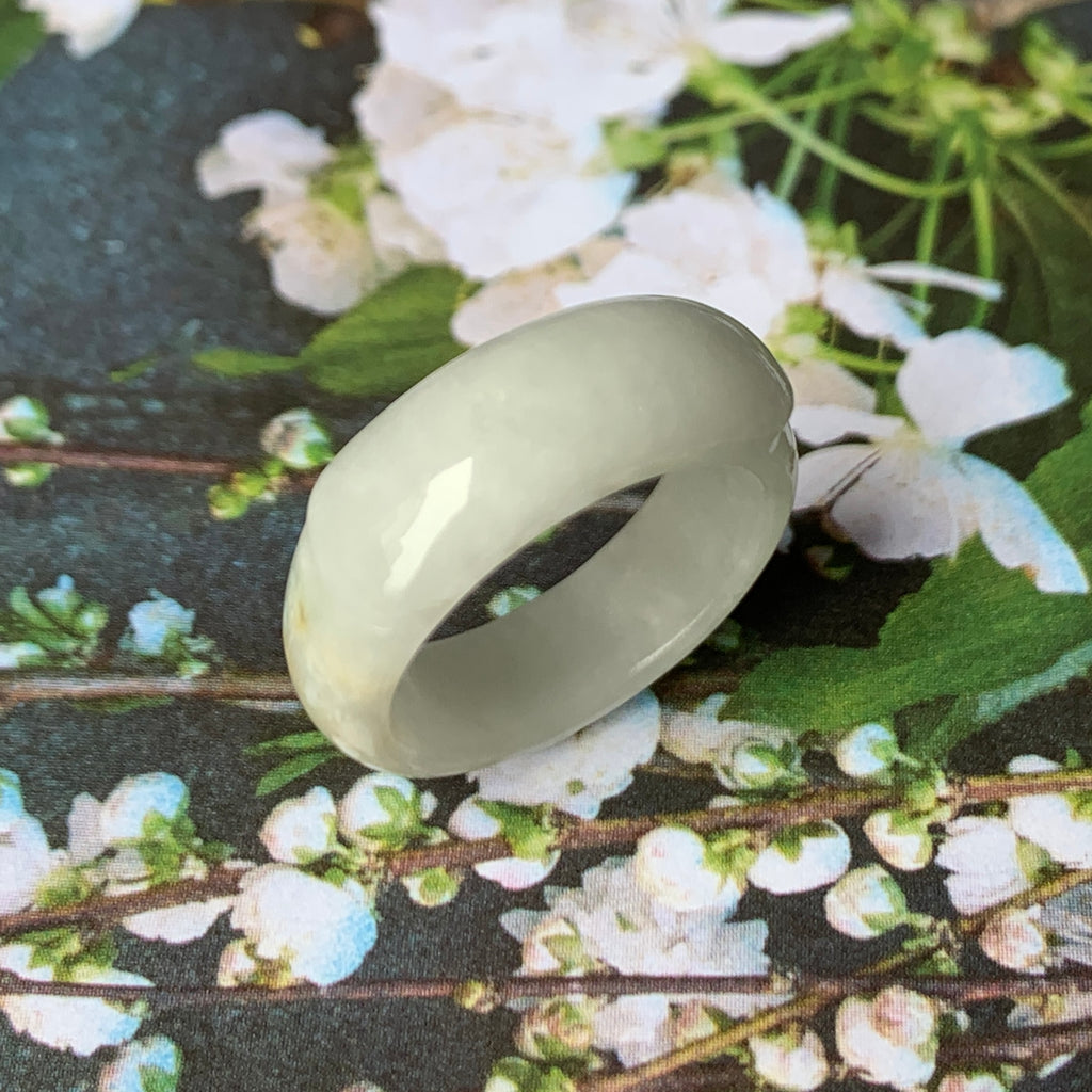 15.2mm A-Grade Natural White Jadeite Ring Band No.162118