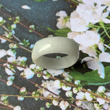 15.2mm A-Grade Natural White Jadeite Ring Band No.162118