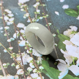15.2mm A-Grade Natural White Jadeite Ring Band No.162118