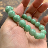 SOLD OUT: 10.2mm A-Grade Natural Moss on Snow Jadeite Beaded Bracelet No.190325