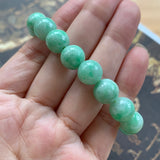 SOLD OUT: 10.2mm A-Grade Natural Moss on Snow Jadeite Beaded Bracelet No.190325