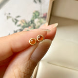 A-Grade Natural Cognac Jadeite MINI.malist Earring No.180576