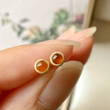 A-Grade Natural Cognac Jadeite MINI.malist Earring No.180576