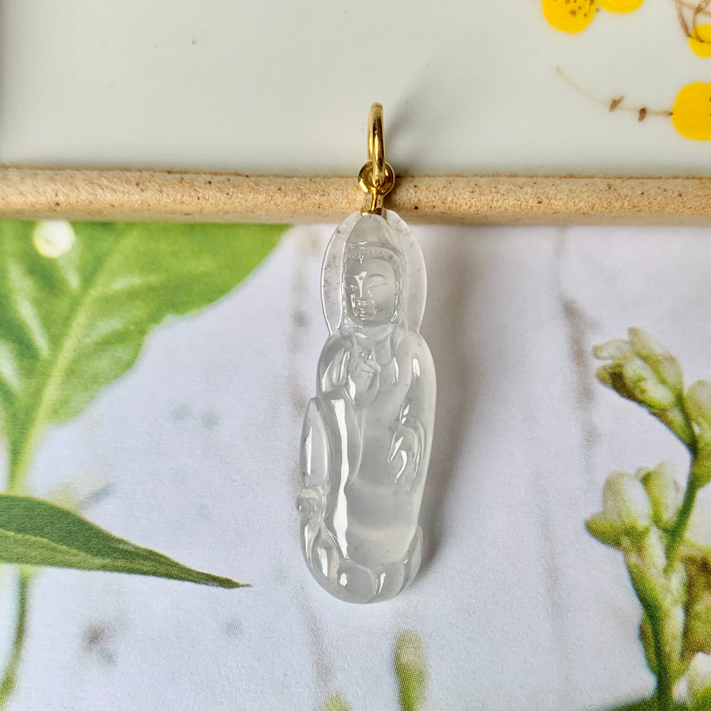 SOLD OUT: Icy A-Grade Natural Jadeite Goddess of Mercy Pendant No.171764