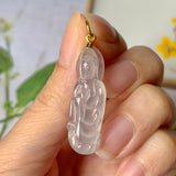 SOLD OUT: Icy A-Grade Natural Jadeite Goddess of Mercy Pendant No.171764