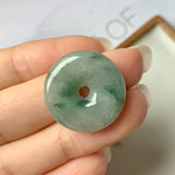 A-Grade Natural Floral Jadeite Donut Pendant No. D220567