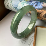 57.4mm A-Grade Natural Bluish Green Jadeite Modern Round Bangle No.151889