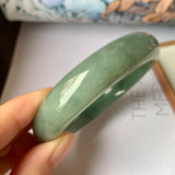 57.4mm A-Grade Natural Bluish Green Jadeite Modern Round Bangle No.151889